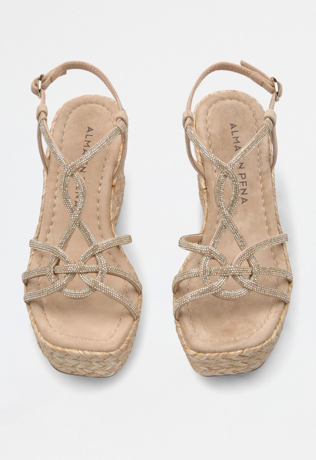 Sandalia cuña esparto de mujer arena Alma en Pena 51273