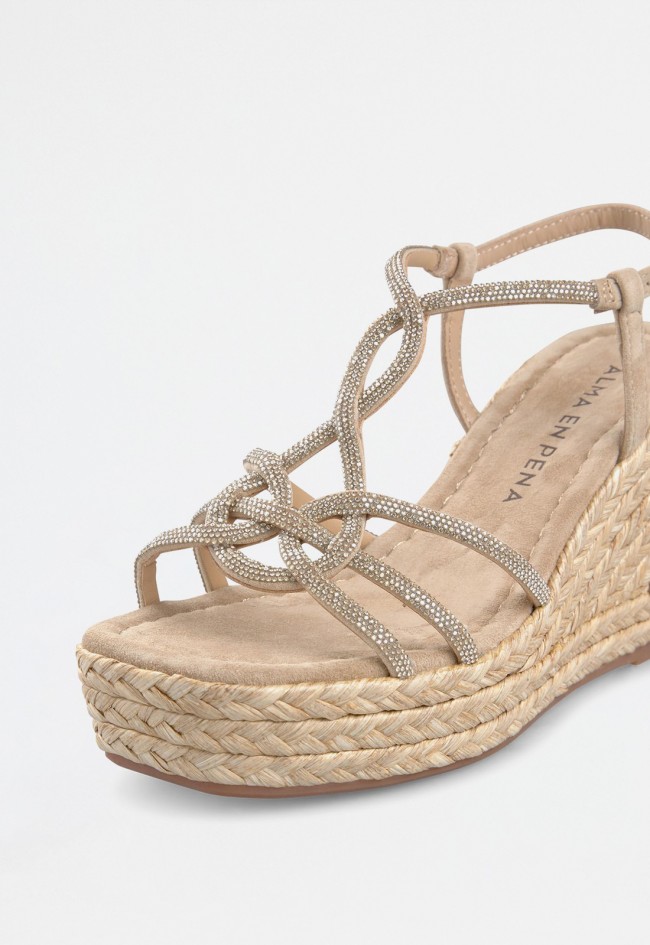 Sandalia cuña esparto de mujer arena Alma en Pena 51273