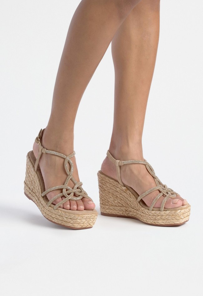 Sandalia cuña esparto de mujer arena Alma en Pena 51273