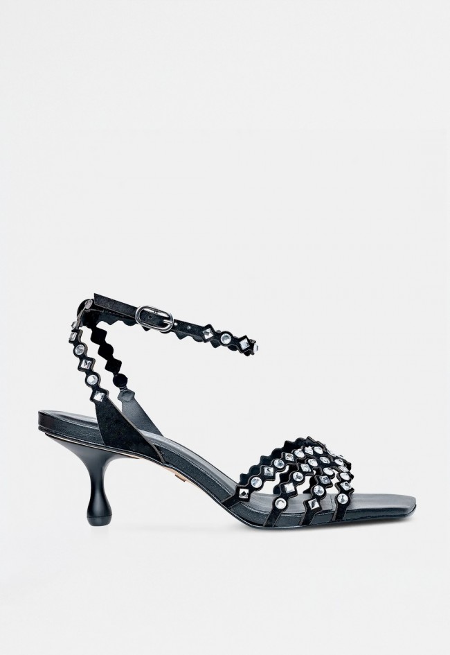 Sandalia tacón brillos de mujer negro Carrano 799007