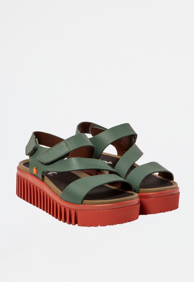 Sandalia piel plataforma de mujer verde Art 1573 na ppa