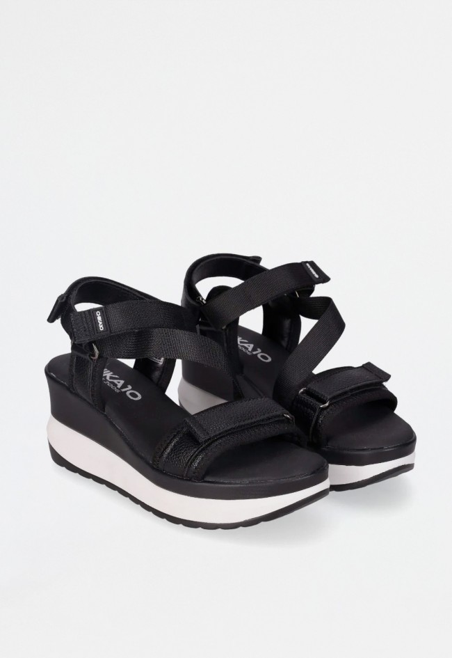 Sandalia cuña deportiva de mujer negro Chika 10 roco 07