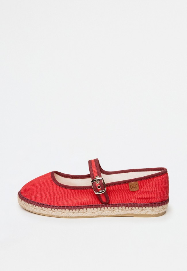Alpargata plana roja de algodón estilo bailarina para mujer | Hecha a mano en España| Suyute Suyute 431