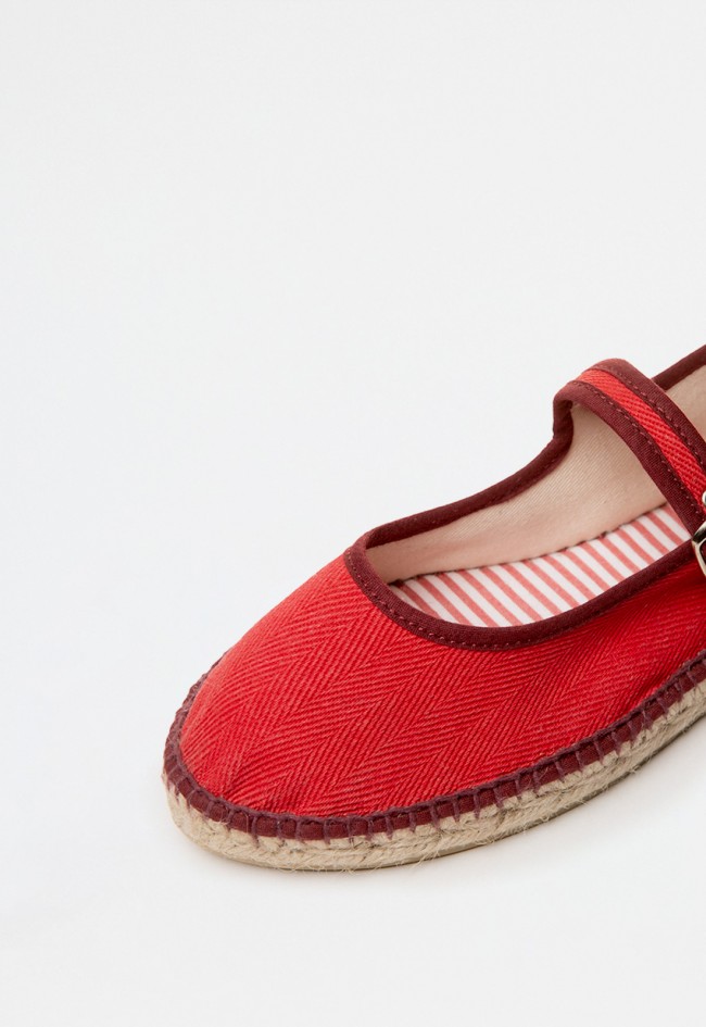 Alpargata plana roja de algodón estilo bailarina para mujer | Hecha a mano en España| Suyute Suyute 431