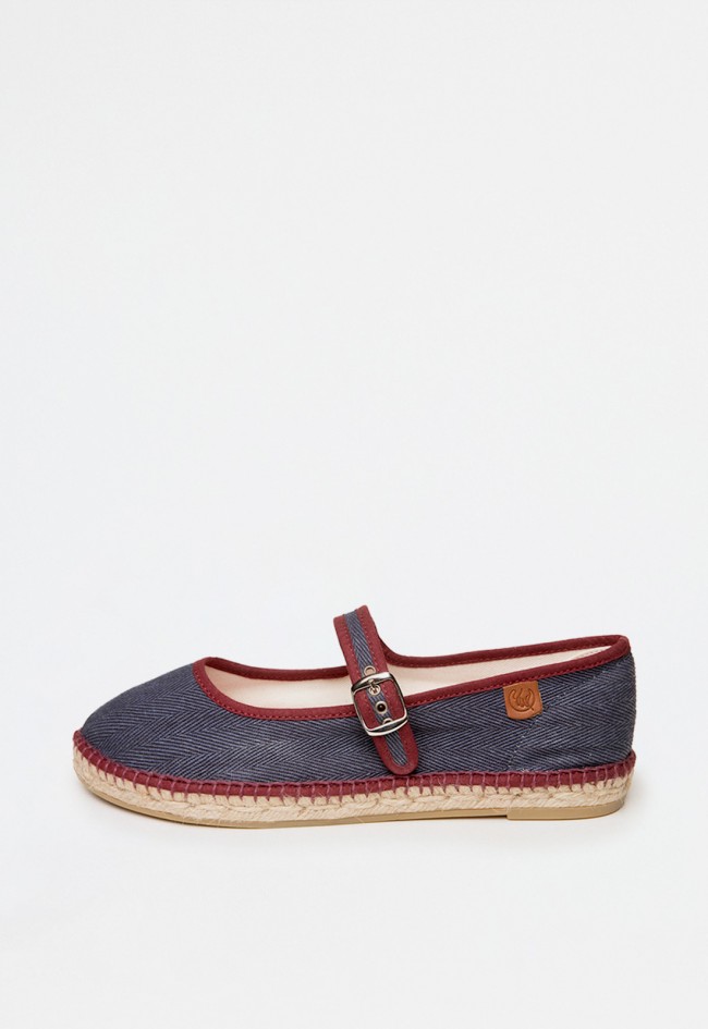 Alpargata plana azul jeans estilo bailarina para mujer | Hecha a mano en España con algodón | Suyute 431