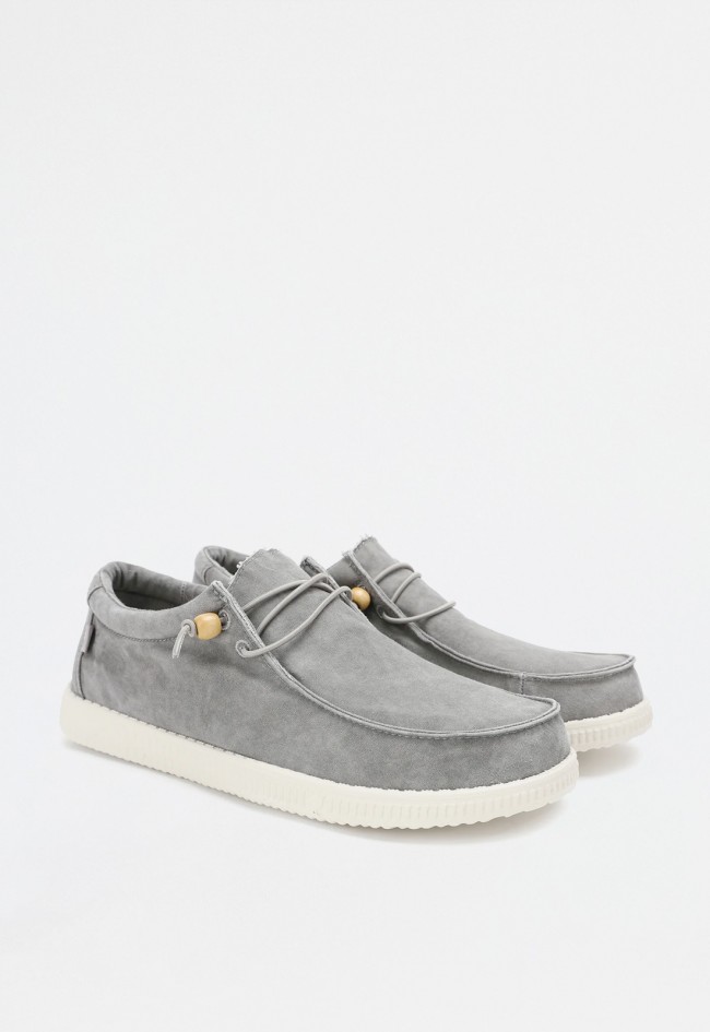 Zapato naútico Wallabi gris de hombre en algodón con efecto desgastado – ultraligero|WALK IN PITAS WP150 wallabi