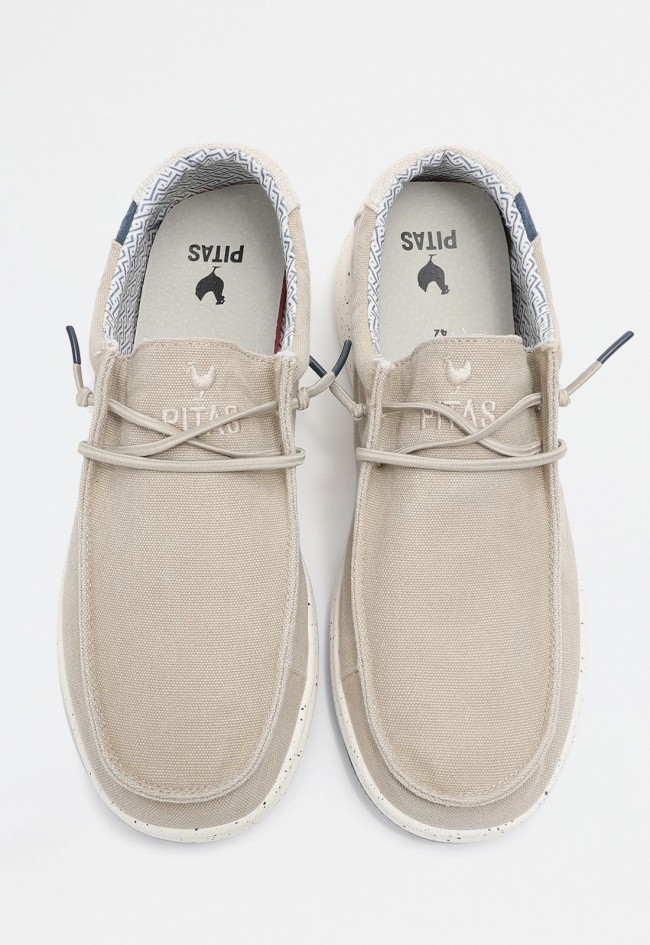 Náutico Wallabi beige de hombre en algodón y lino con – transpirable, ligero plantilla extraíble|WALK IN PITAS NIAS