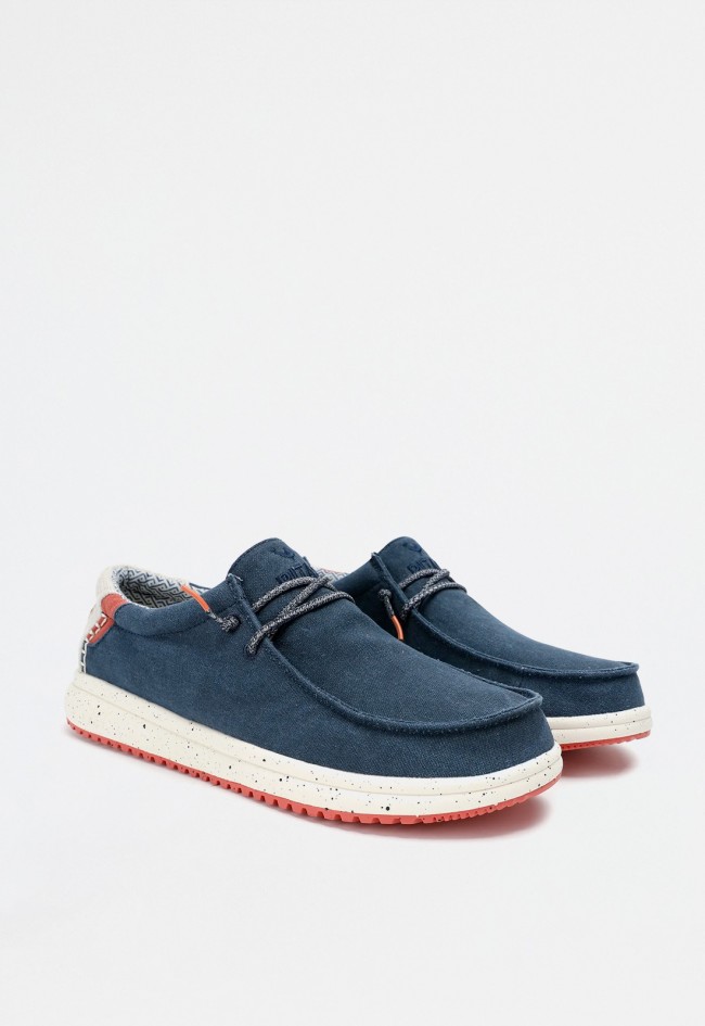 Náutico Wallabi marino de hombre en algodón cordones elásticos y plantilla extraíble–estilo ligero funcional|WALK IN PITAS NIAS