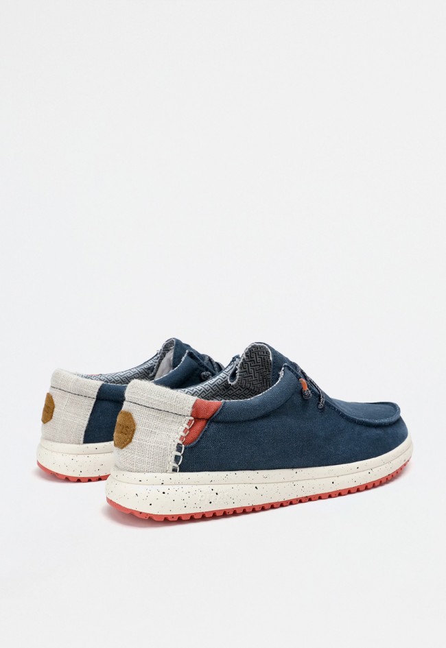 Náutico Wallabi marino de hombre en algodón cordones elásticos y plantilla extraíble–estilo ligero funcional|WALK IN PITAS NIAS