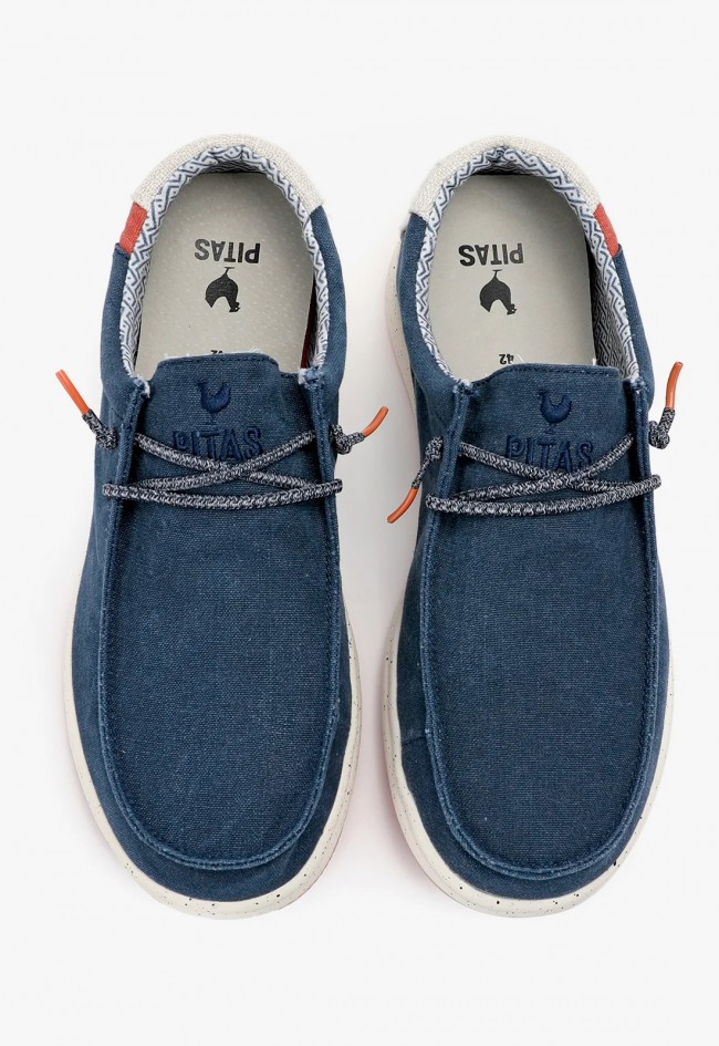 Náutico Wallabi marino de hombre en algodón cordones elásticos y plantilla extraíble–estilo ligero funcional|WALK IN PITAS NIAS