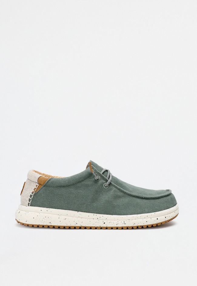 Zapato Wallabi de hombre en algodón verde con cordones elásticos y plantilla extraíble | WALK IN PITAS NIAS