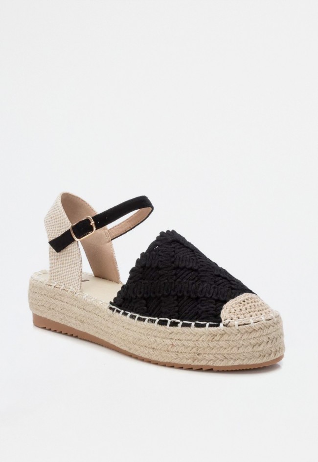Alpargata esparto crochet vegana de mujer negro Xti 144022