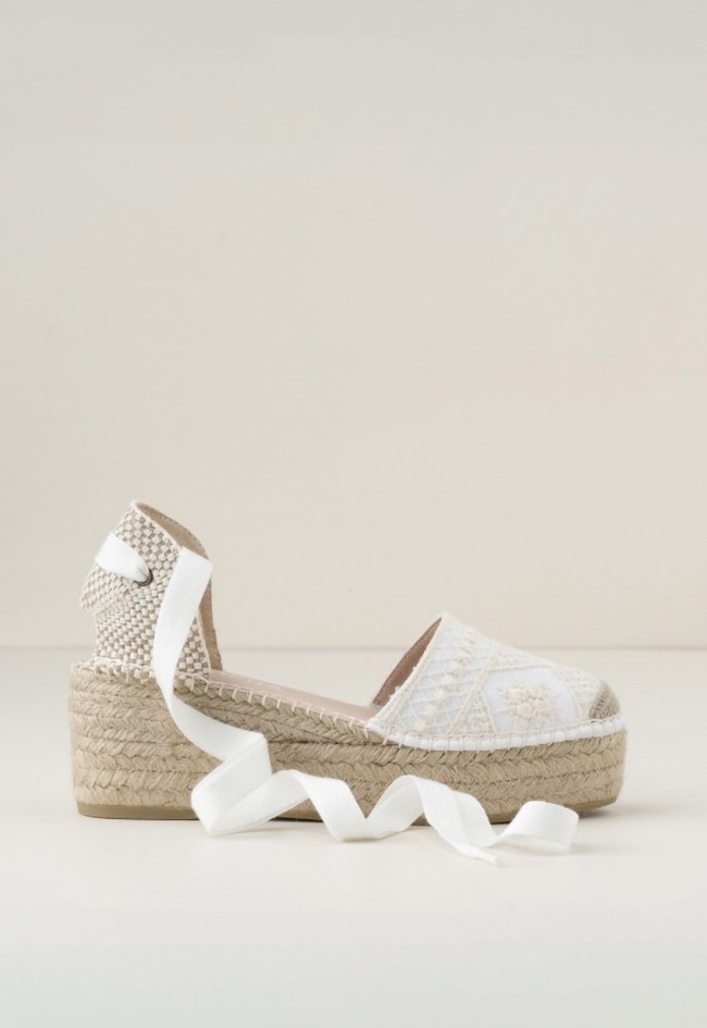 ALPARGATAS CON PLATAFORMA EN ALGODÓN CRUDO mujer beige Macarena java 27