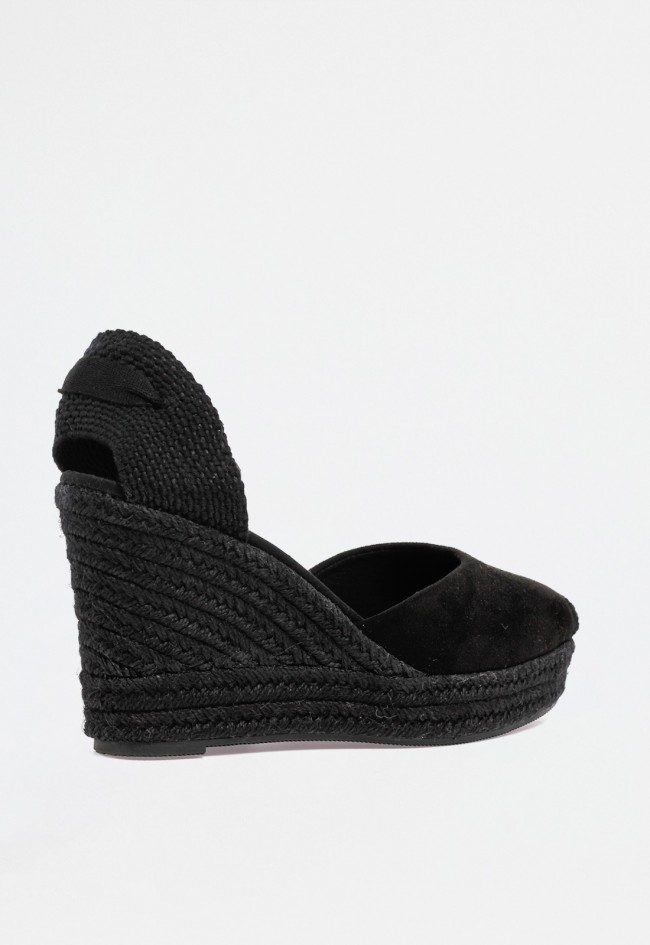 Alpargata mujer negra de cuña alta con cintas y suela de esparto – estilo atemporal y versátil Why Pink? m5388