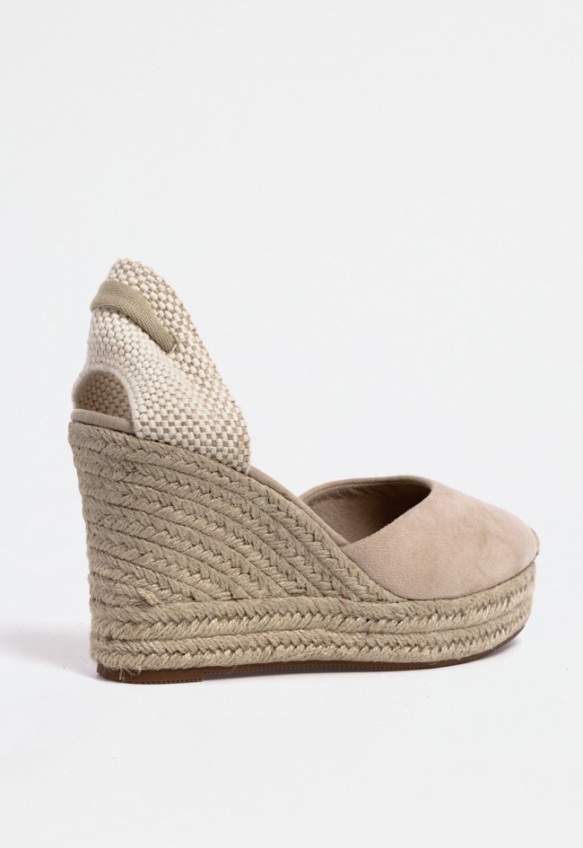 Alpargata mujer beige de cuña alta con cintas y suela de esparto – elegancia veraniega atemporal Why Pink? m5388