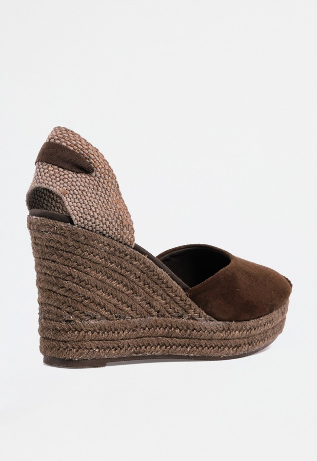 Alpargata mujer marrón chocolate de cuña alta con cintas y suela de esparto – esencia natural y elegante Why Pink? m5388