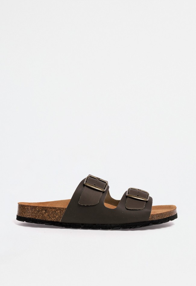 Sandalia bio de hombre en color tostado con doble correa ajustable y plantilla ergonómica VAS 3195