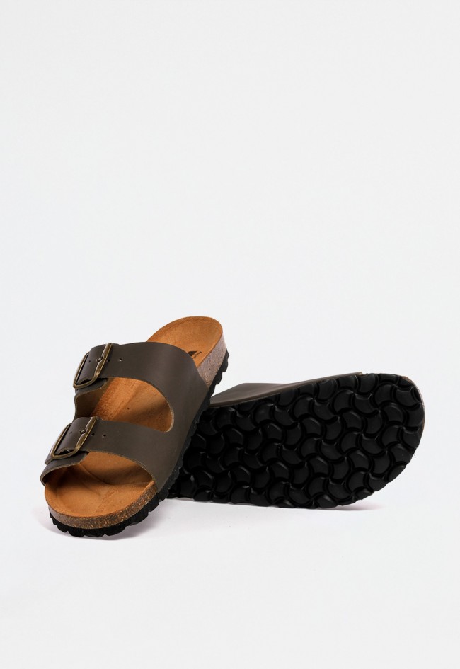 Sandalia bio de hombre en color tostado con doble correa ajustable y plantilla ergonómica VAS 3195