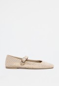 Bailarina trenzada beige con tira cruzada y hebilla dorada – delicadeza natural con encanto artesanal Why Pink? m5225