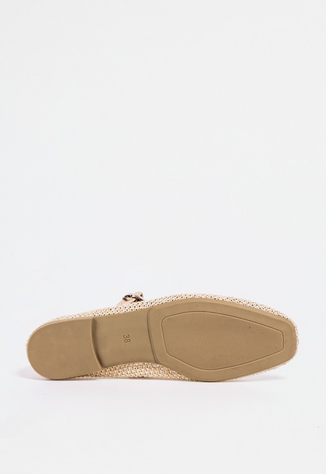 Bailarina trenzada beige con tira cruzada y hebilla dorada – delicadeza natural con encanto artesanal Why Pink? m5225