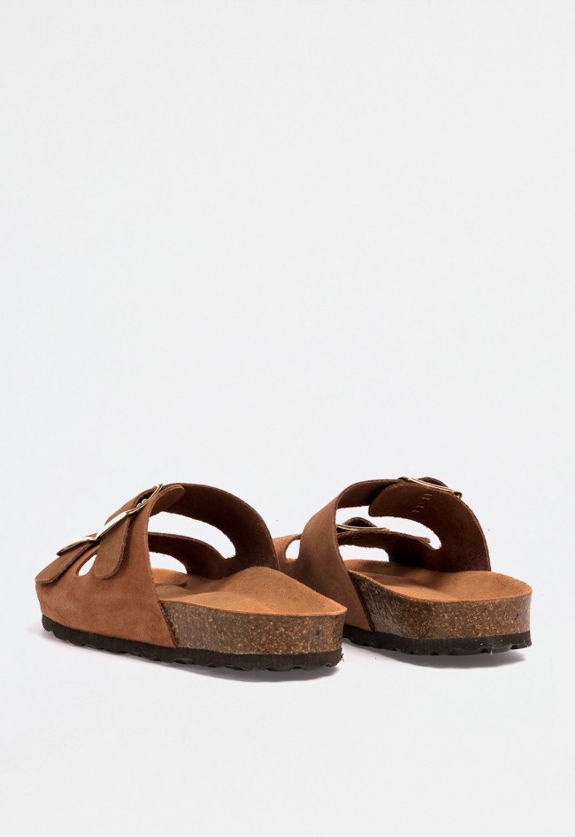 Sandalia bio cuero de mujer en piel con doble correa y hebilla – diseño clásico para comodidad diaria con estilo VAS 0747
