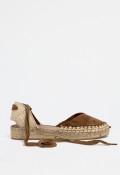 Alpargata plana mujer camel con cintas y suela de esparto – esencia veraniega con sello Why Pink? m5420