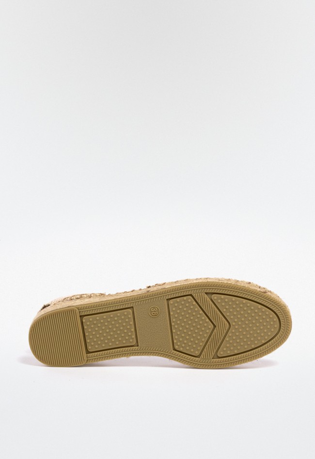 Alpargata plana mujer camel con cintas y suela de esparto – esencia veraniega con sello Why Pink? m5420