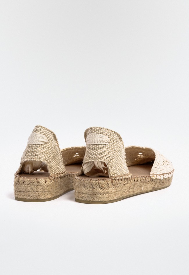 Alpargata plana de mujer con crochet, cintas para atar y suela de esparto – estilo artesanal y femenino Why Pink? m5421
