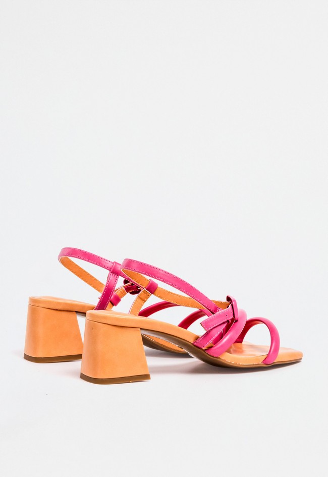 Sandalia mujer rosa de tacón medio ancho con tiras finas y cierre de hebilla – elegante y cómoda para el verano Noghi ati 10