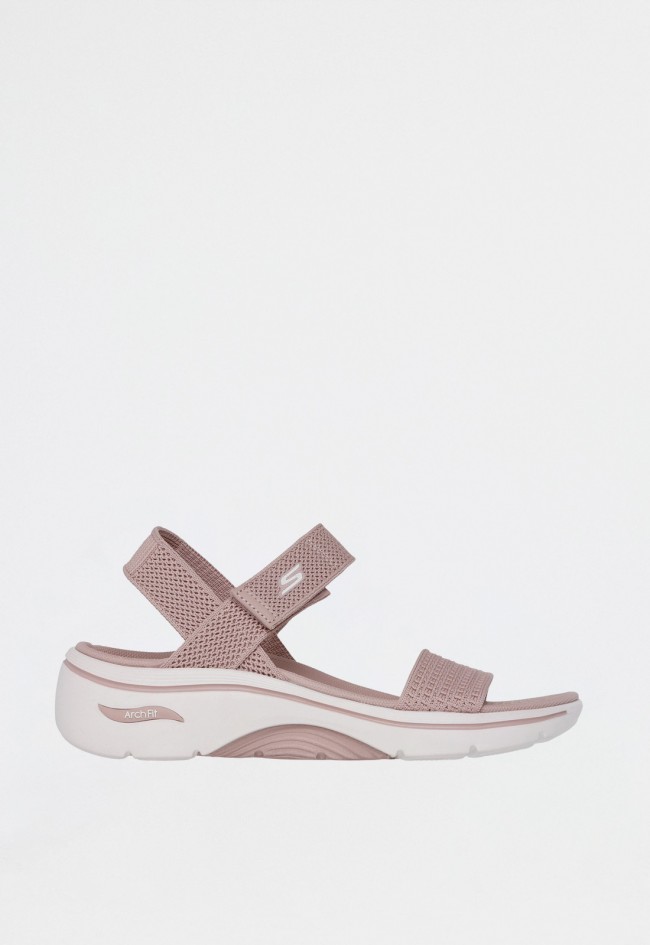 Sandalia taupe vegana mujer Skechers Arch Fit 2.0 Annie – diseño deportivo con máximo confort y soporte certificado