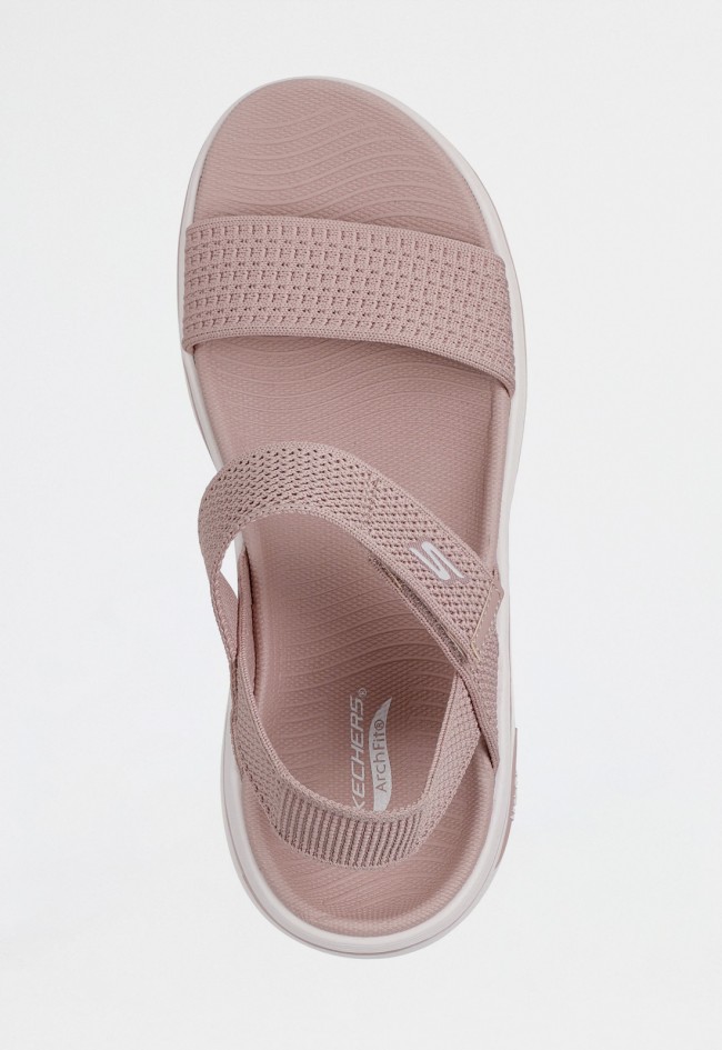 Sandalia taupe vegana mujer Skechers Arch Fit 2.0 Annie – diseño deportivo con máximo confort y soporte certificado