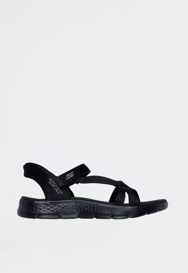 Sandalia negra mujer Skechers Slip-ins GO WALK Flex Illuminate – comodidad sin manos y plantilla Goga Mat®