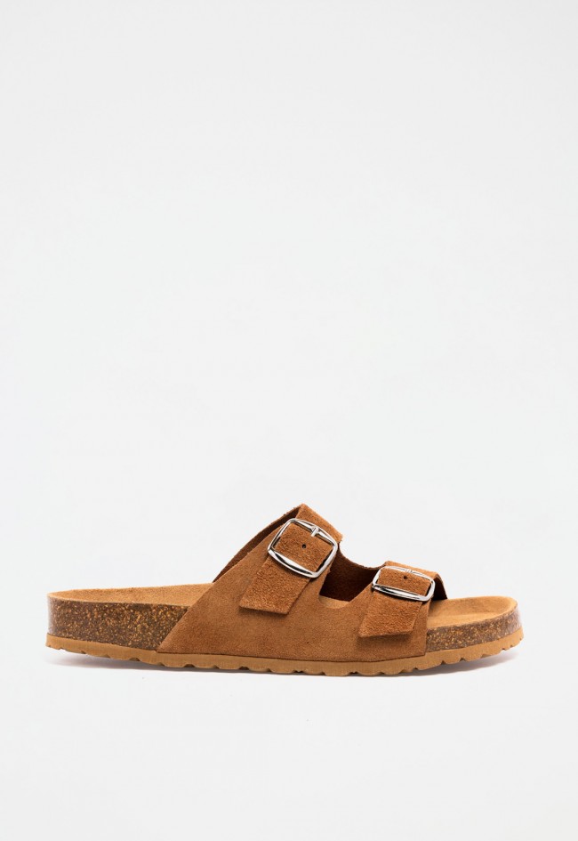 Sandalia plana mujer color arena con doble correa y hebillas – estilo relajado y comodidad todo el día VAS mabul 700