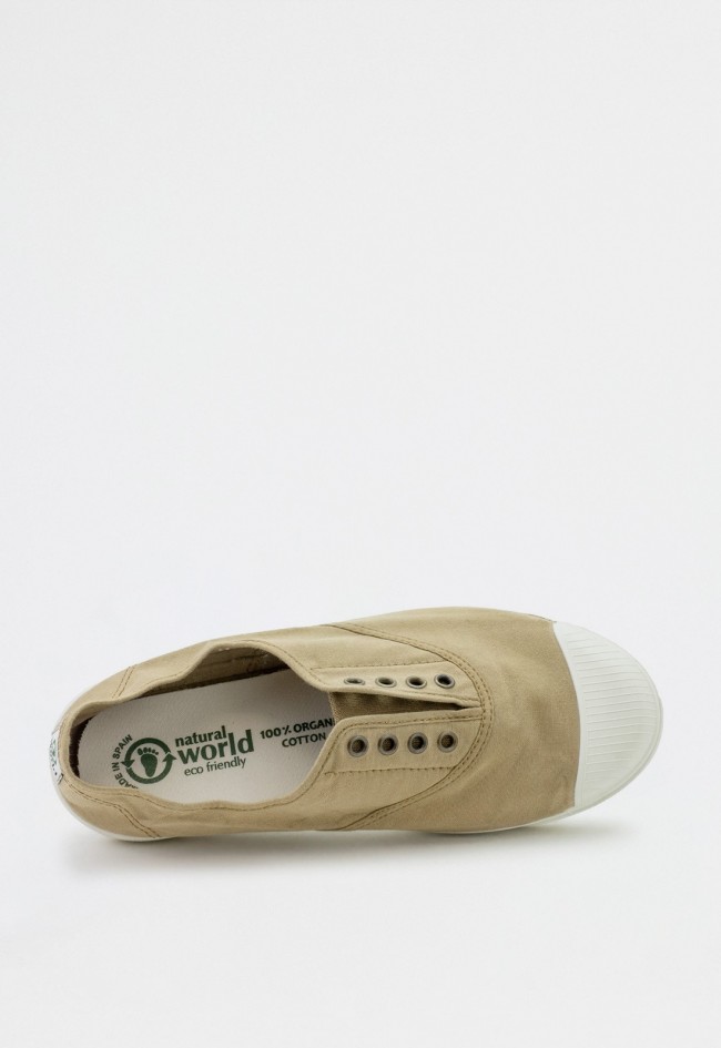 Zapatilla hombre Natural World Condor 3102 color tostado – lona ecológica sin cordones y suela de caucho natural
