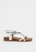 Sandalia plana esclava de piel blanca Porronet con plantilla bio ergonómica – artesanía y confort para el verano Porronet 3134
