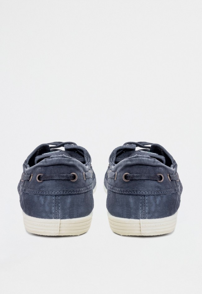Zapatilla náutica de hombre Natural World Old Elbrus de lona orgánica con efecto lavado y estilo clásico