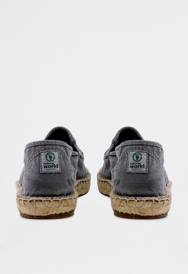 Alpargata de hombre Natural World Old Trébol gris de algodón natural con suela de yute y estilo casual