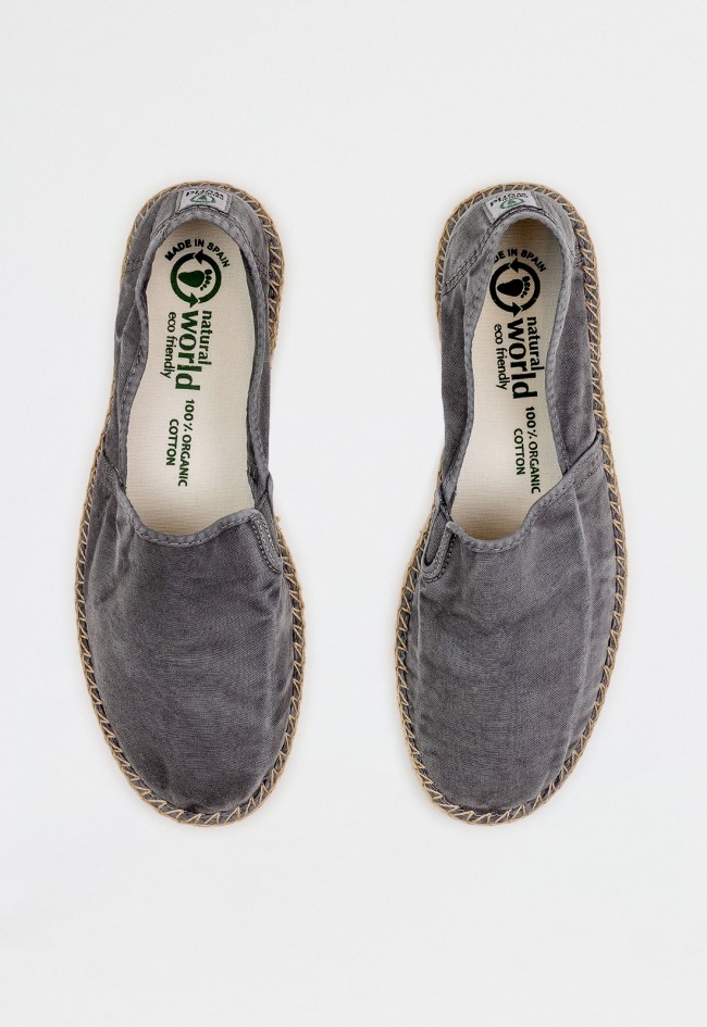 Alpargata de hombre Natural World Old Trébol gris de algodón natural con suela de yute y estilo casual