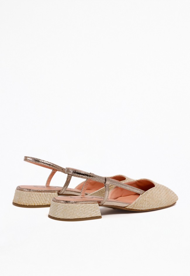 Zapato destalonado de mujer en rafia con detalles metalizados — estilo chic y sofisticado Noghi nadia 04