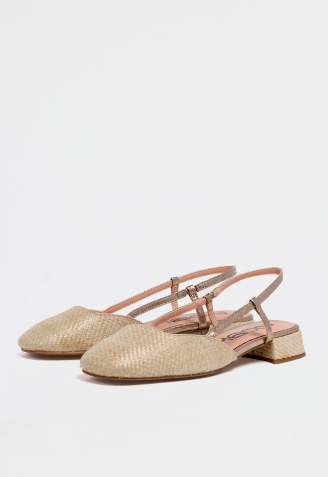 Zapato destalonado de mujer en rafia con detalles metalizados — estilo chic y sofisticado Noghi nadia 04