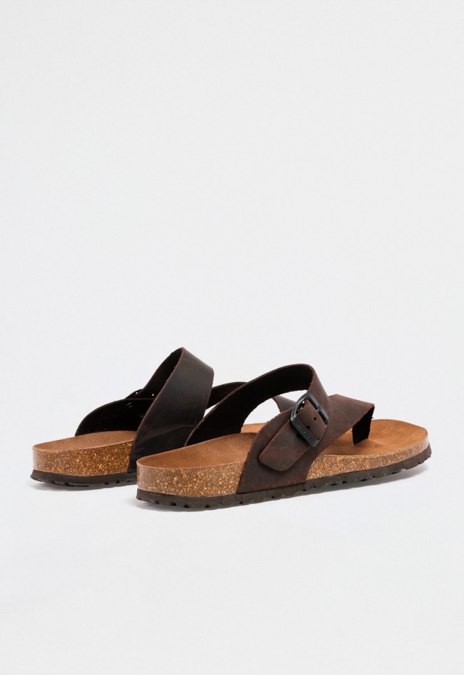 Sandalia bio de hombre en piel moka — estilo casual y natural para verano VAS 9511