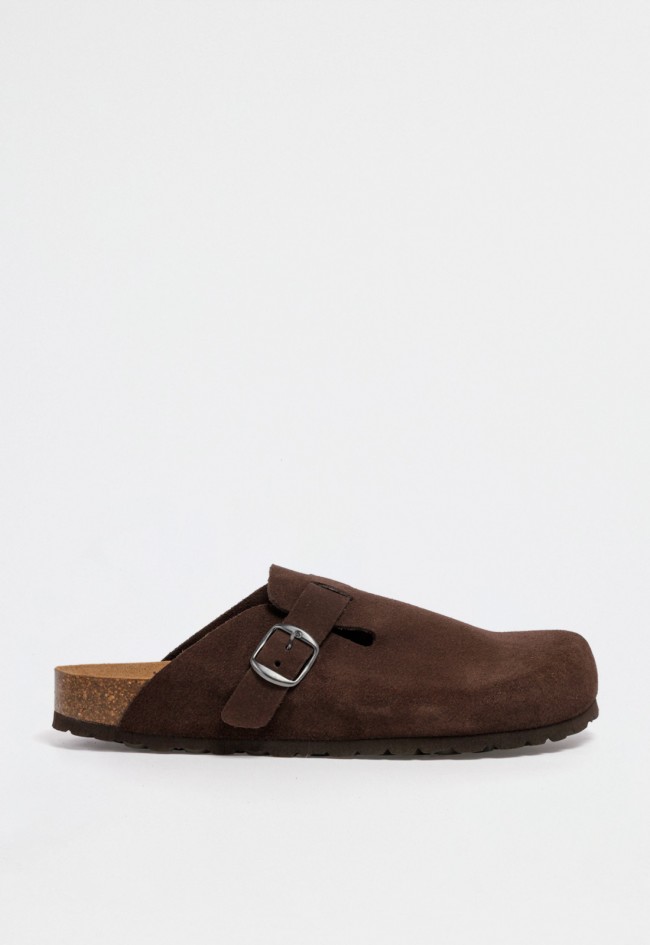 Zueco de mujer en piel serraje moka — estilo natural y comodidad bio VAS 599 serj