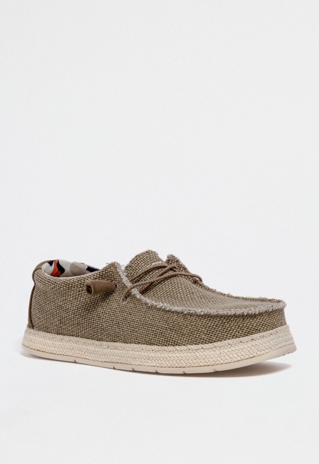 Náutico casual de hombre en textil beige — estilo desenfadado y ligero VAS 75-2086c