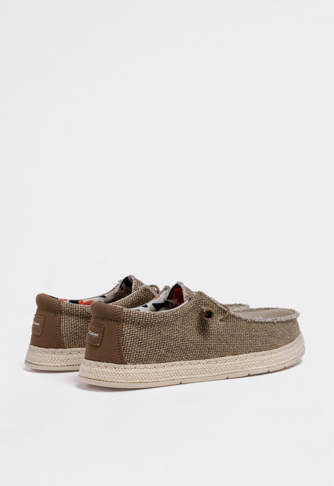 Náutico casual de hombre en textil beige — estilo desenfadado y ligero VAS 75-2086c