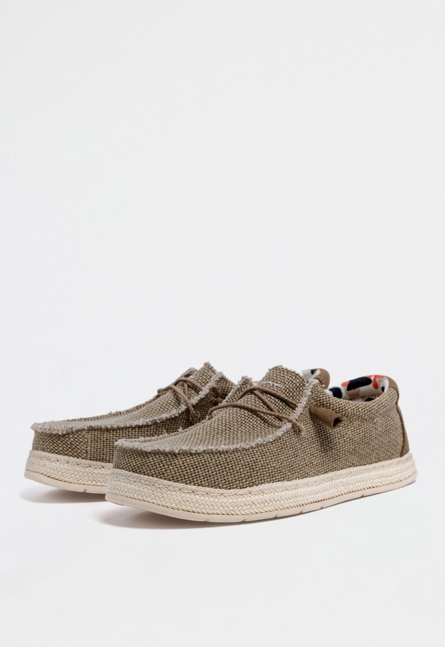 Náutico casual de hombre en textil beige — estilo desenfadado y ligero VAS 75-2086c