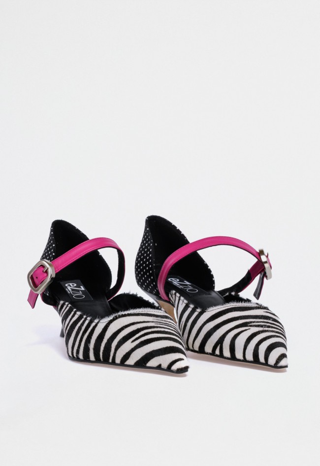 Zapato de tacón bajo de piel con estampado cebra y lunares — estilo atrevido y sofisticado Doralatina 54064