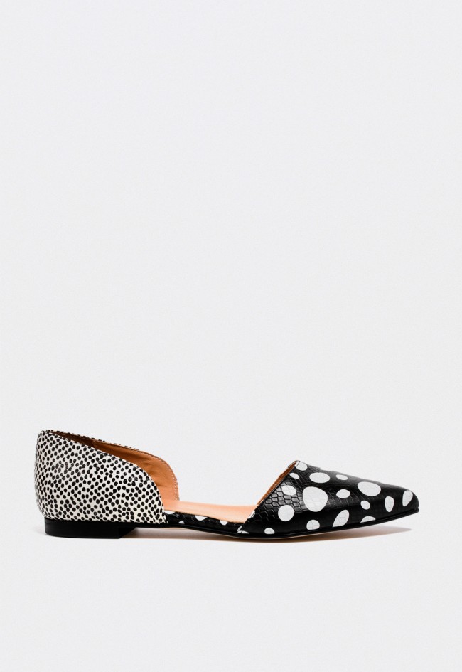 Bailarina de mujer en piel con estampado bicolor de lunares Glo caterin