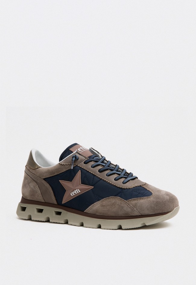 Zapatillas Cetti c-1385 hombre azul marino con serraje taupe y suela técnica perforada