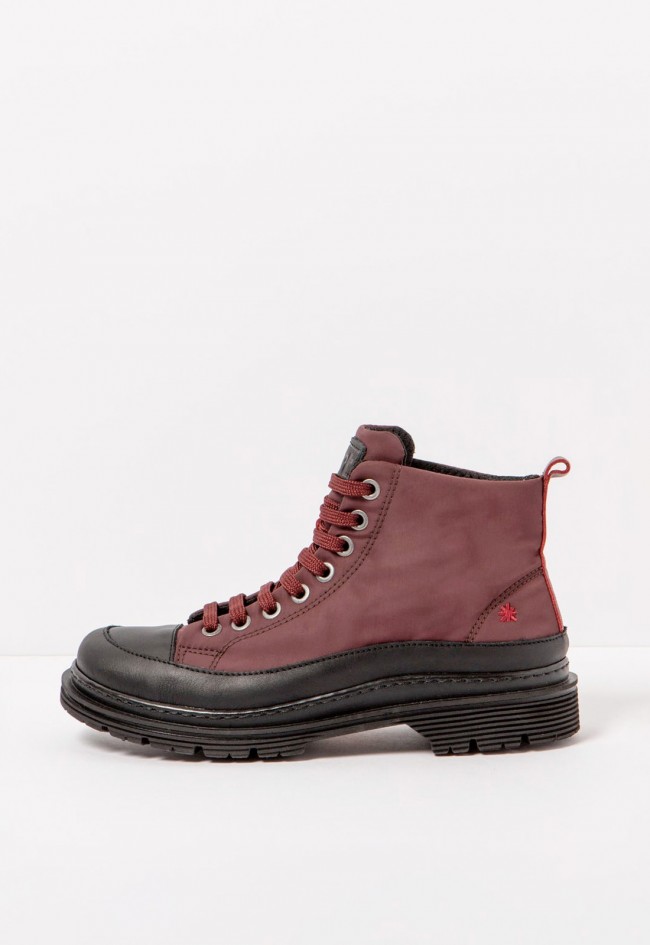 Botines urbanos mujer The Art Softlight BIRMINGHAM burdeos y negro de piel y nylon – estilo, resistencia y confort