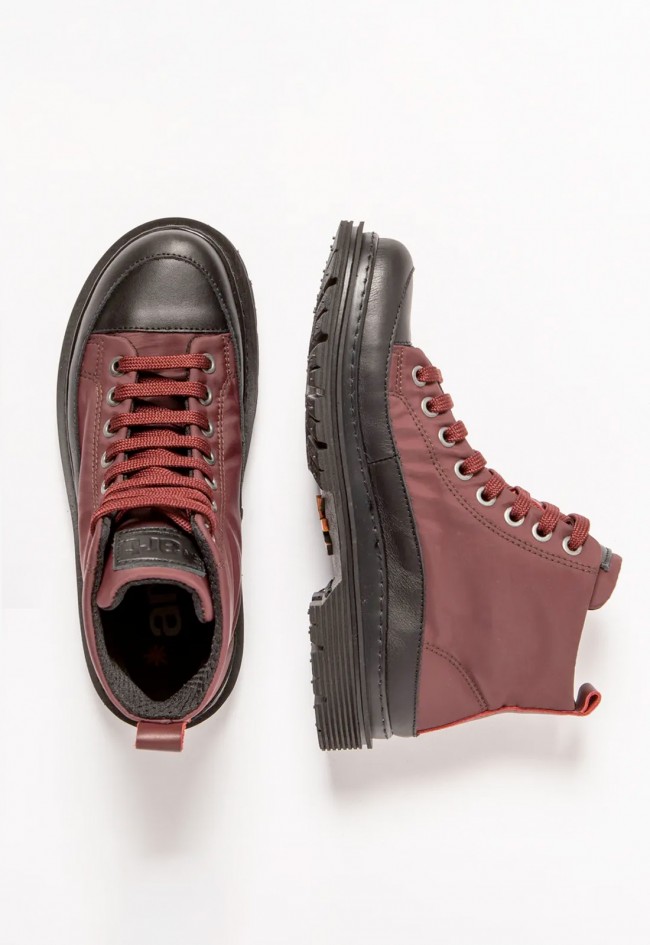 Botines urbanos mujer The Art Softlight BIRMINGHAM burdeos y negro de piel y nylon – estilo, resistencia y confort